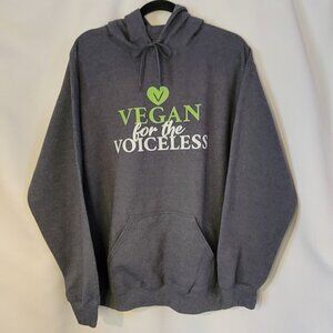 NWT Gray "Vegan for the Voiceless" Hooded Sweatshirt, Men's M, Cotton Blend